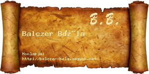Balczer Béla névjegykártya